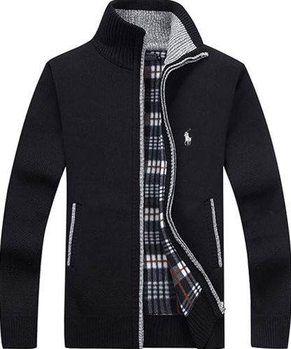 Men's Shawl Collar Cardigans Slim Fit Button Cable Knit Black Sweater Pockets