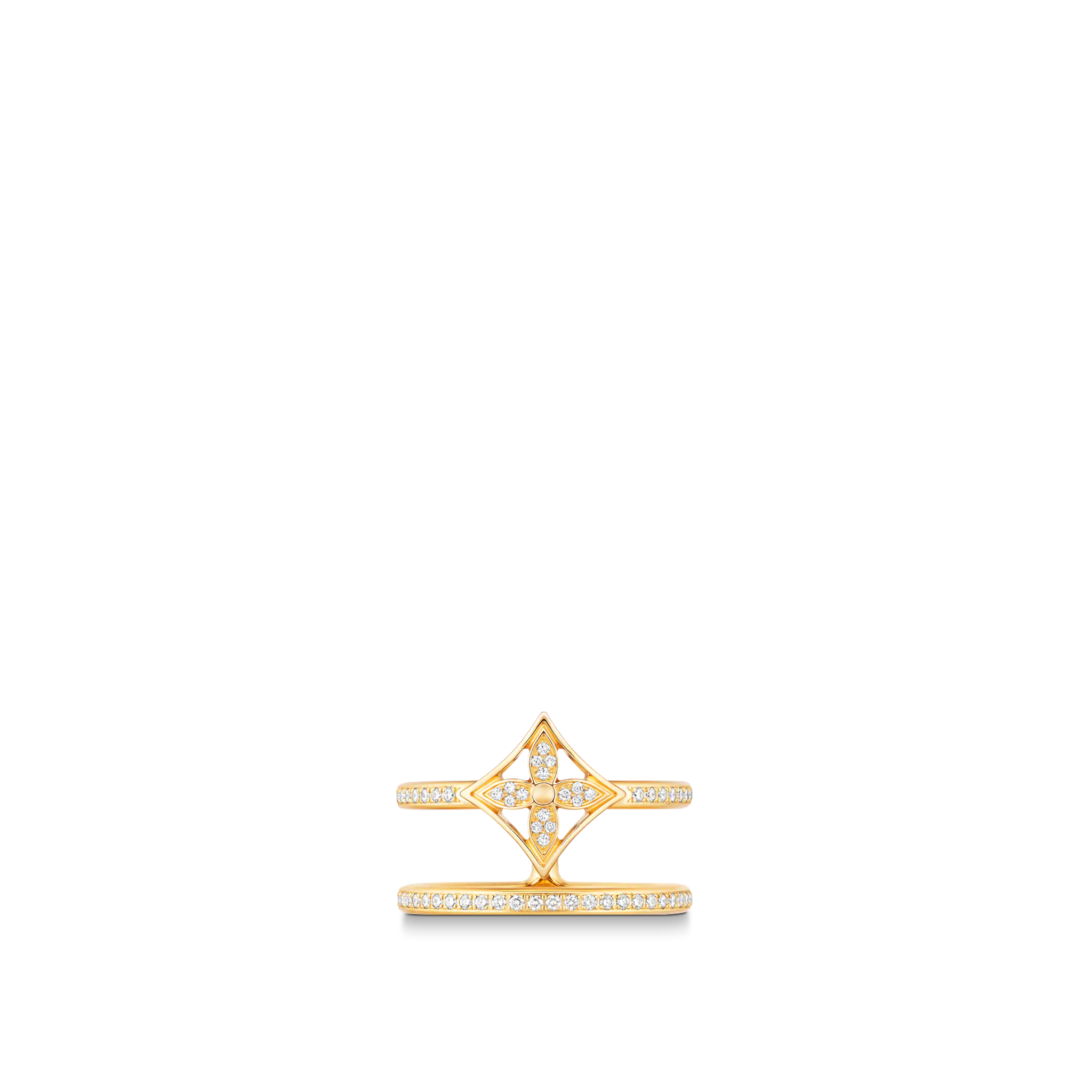 Idylle Blossom Two-Row Ring, Yellow Gold And Diamonds