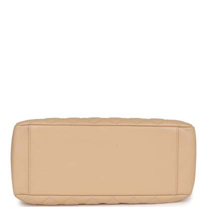 Grand Shopping Tote (GST) Beige Caviar Gold Hardware