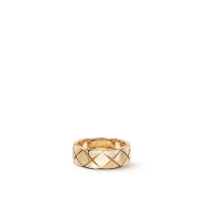 COCO CRUSH RING Quilted motif, small version, 18K BEIGE GOLD