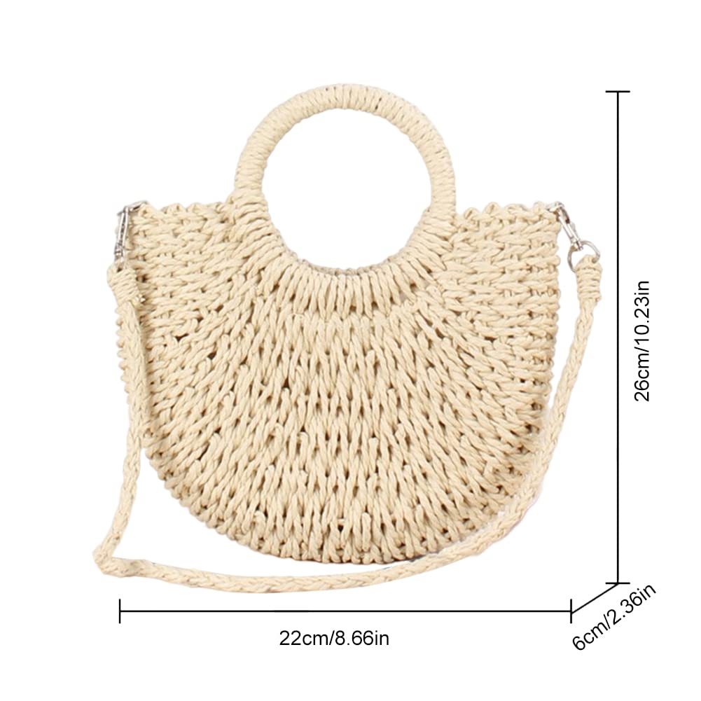 Handmade Woven Shoulder Bag Women Weaving Crossbody Bag Fashion Semicircle Holiday Beach Bags Tote