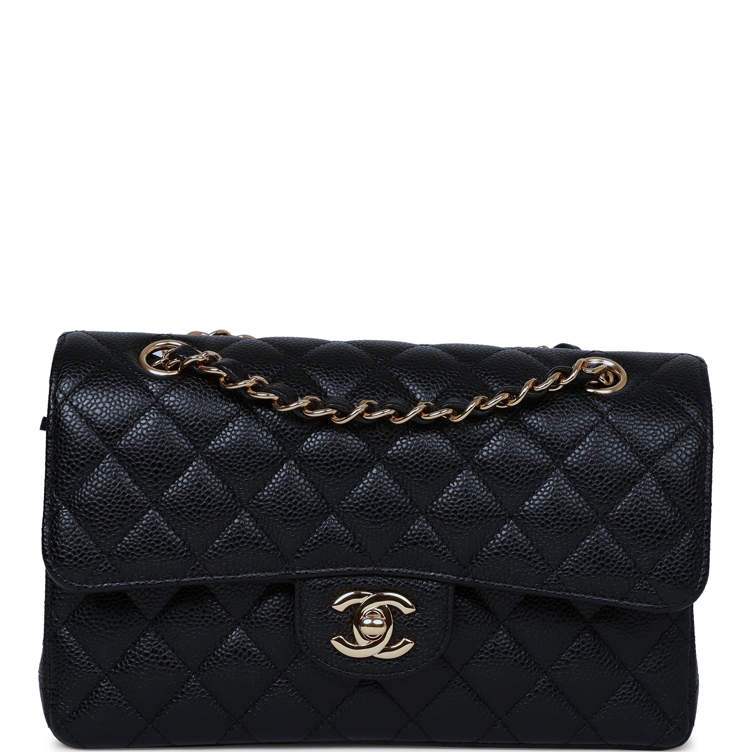 Small Classic Double Flap Bag Black Caviar Gold Hardware