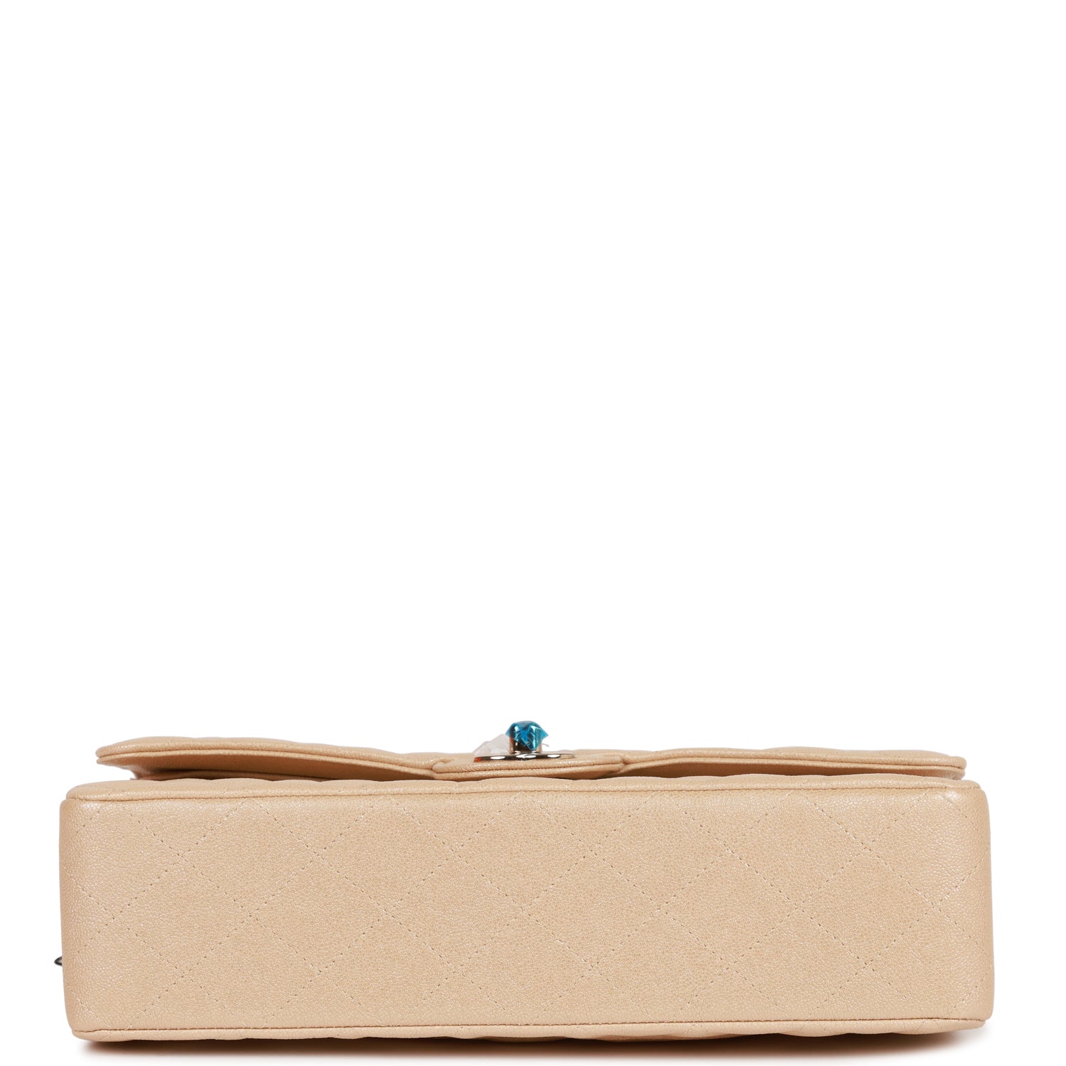 Medium Classic Double Flap Bag Beige Iridescent Caviar Light Gold Hardware