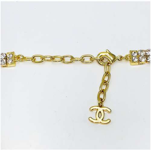 [Copy]Authentic Heavy Gilt Necklace CC Logo set with Seed Pearls and Crystals