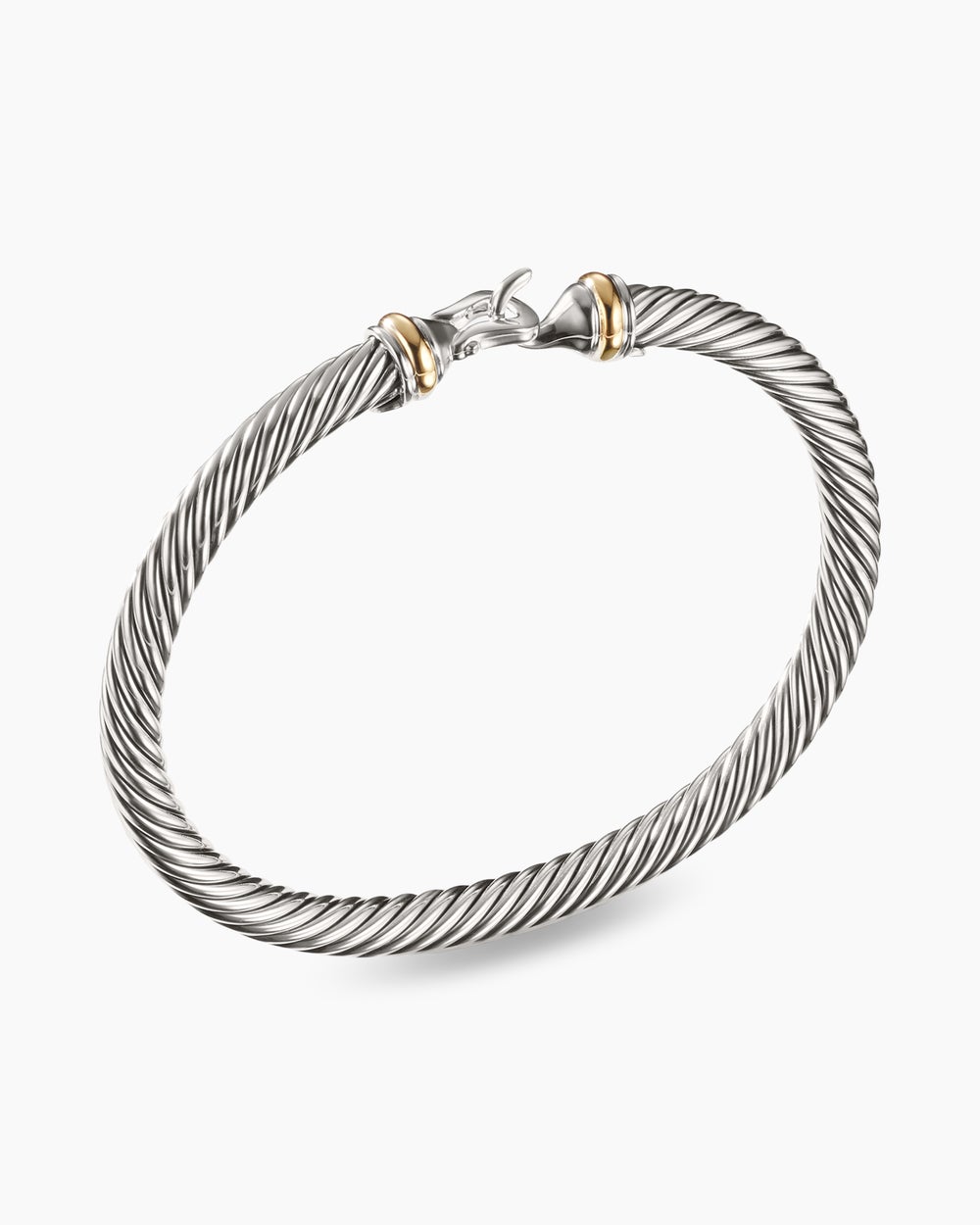 Buckle Classic Cable Bracelet Sterling Silver with 18K Yellow Gold, 5mm
