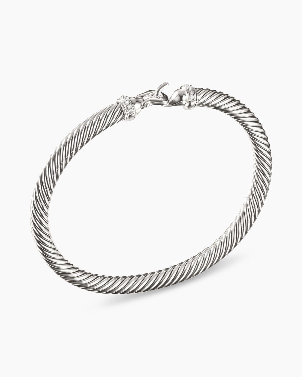 Buckle Classic Cable Bracelet Sterling Silver with Diamonds, 5mm