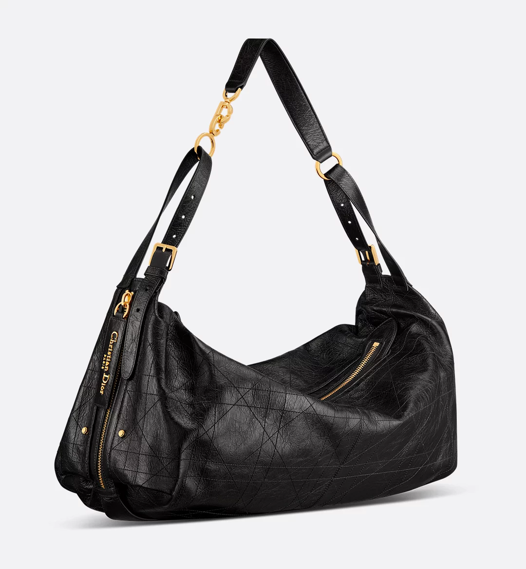 Large D-Journey Bag in Crinkled Calfskin
