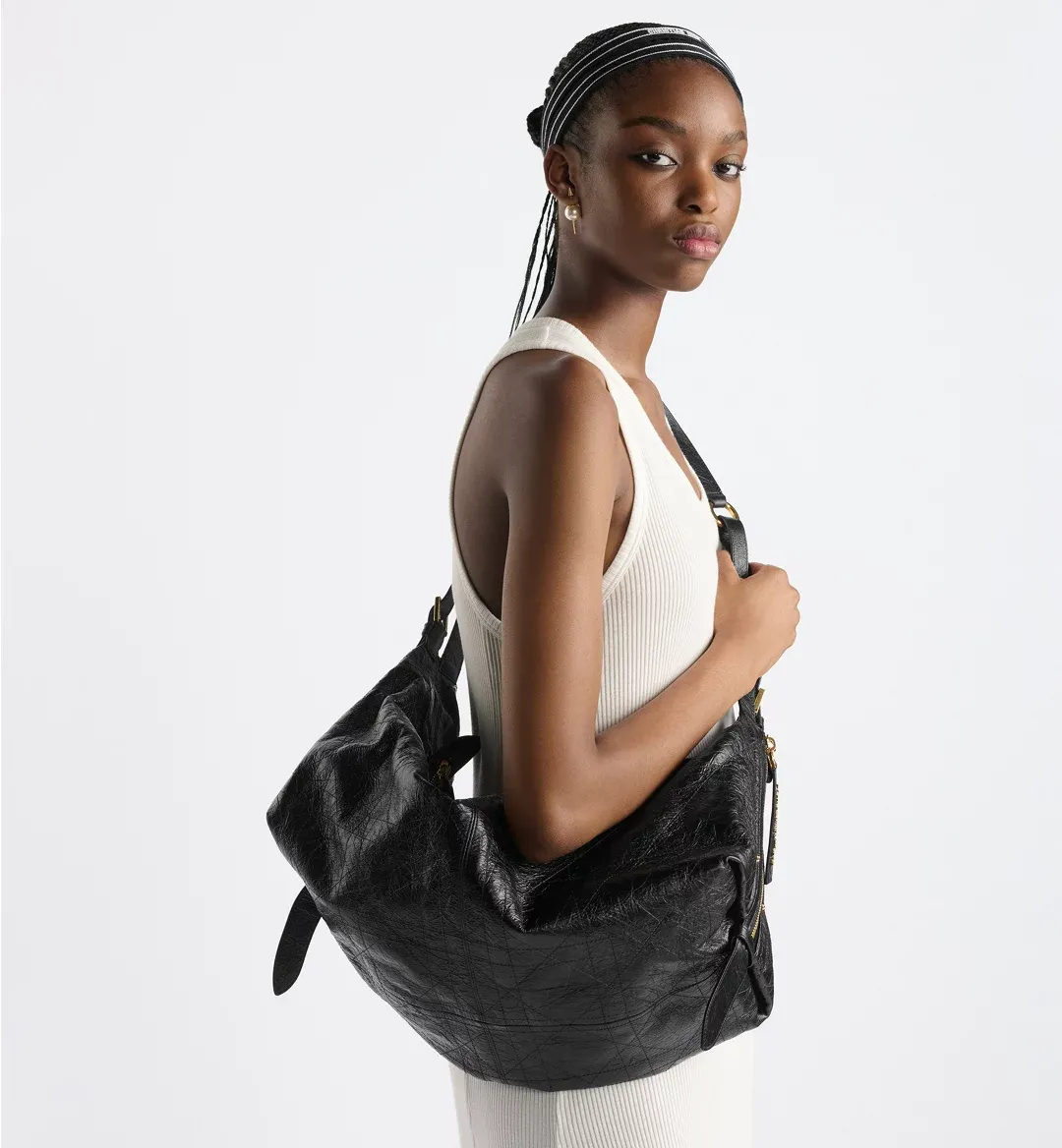 Large D-Journey Bag in Crinkled Calfskin