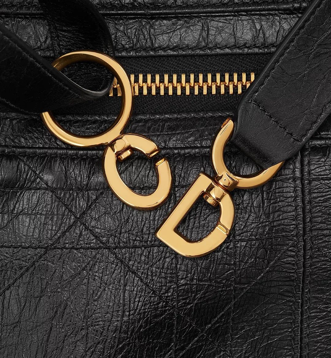 Large D-Journey Bag in Crinkled Calfskin