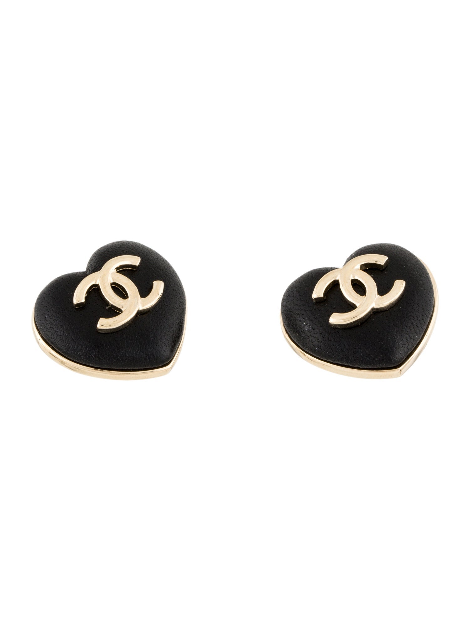 2022 Leather Heart CC Stud Earrings