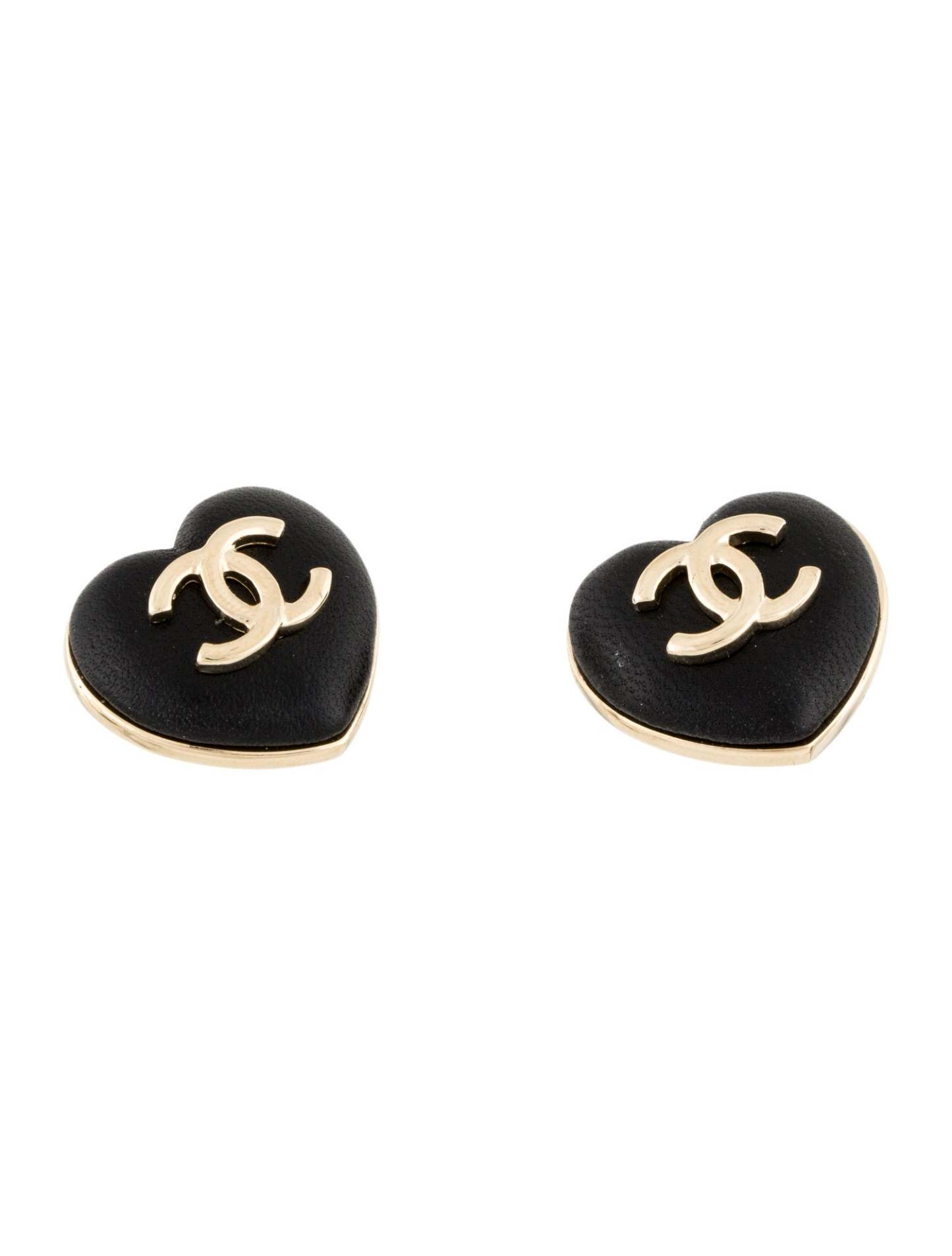 2022 Leather Heart CC Stud Earrings