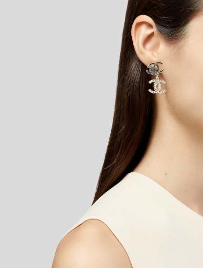 2022 Faux Pearl & Strass CC Drop Earrings