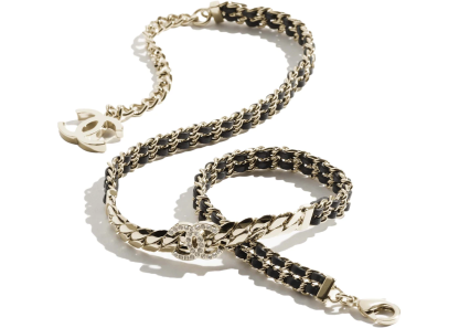 Double C Necklace Gold/Black/Crystal