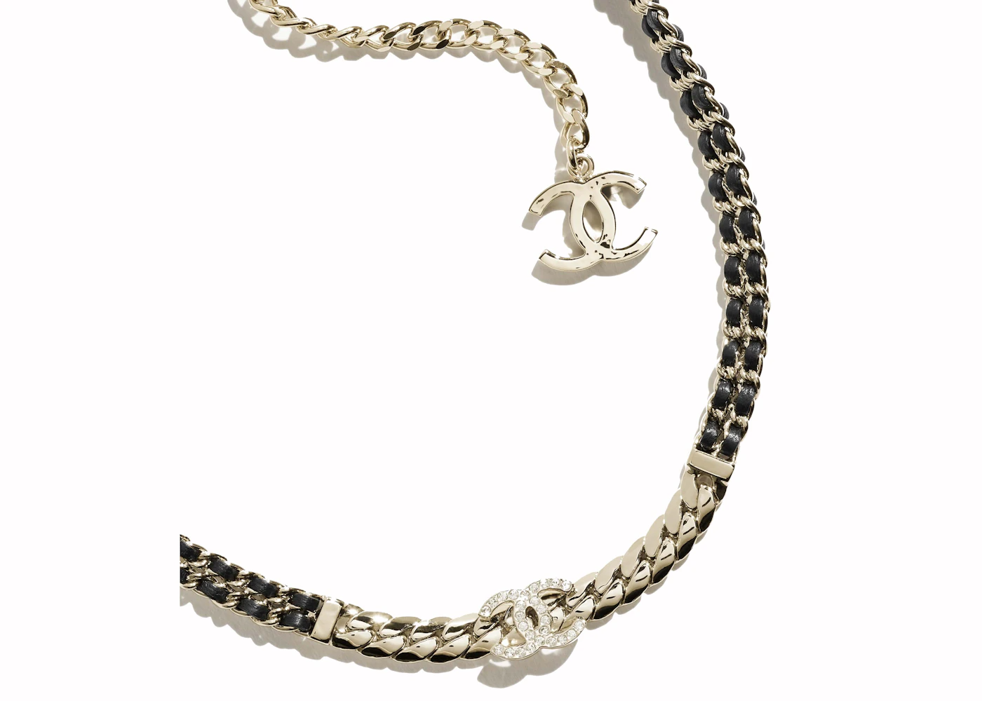 Double C Necklace Gold/Black/Crystal