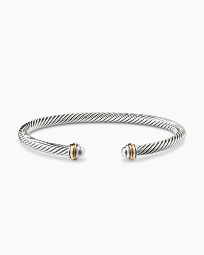 Classic Cable Bracelet Sterling Silver with 18K Yellow Gold, 4mm