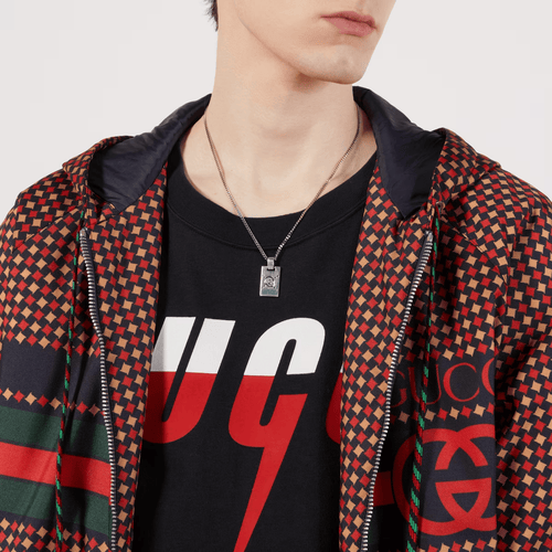 Sterling Silver Ghost Dog Tag Necklace