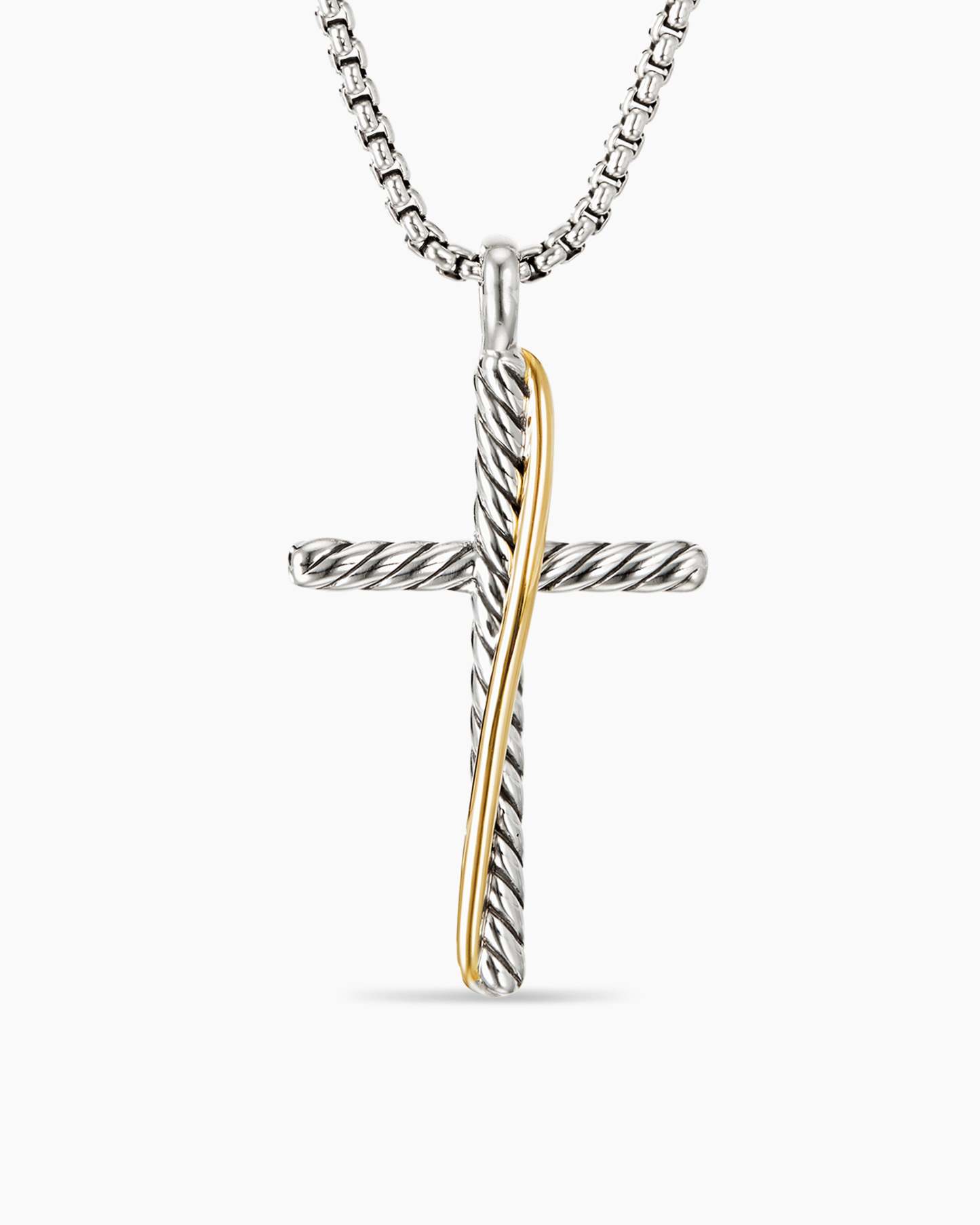 Crossover Cross Necklace Sterling Silver with 18K Yellow Gold, 35.6mm