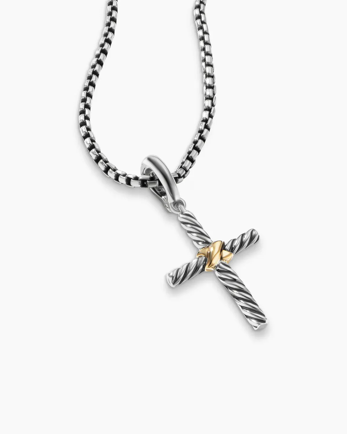 Petite X Cross Pendant Sterling Silver with 18K Yellow Gold, 19.5mm