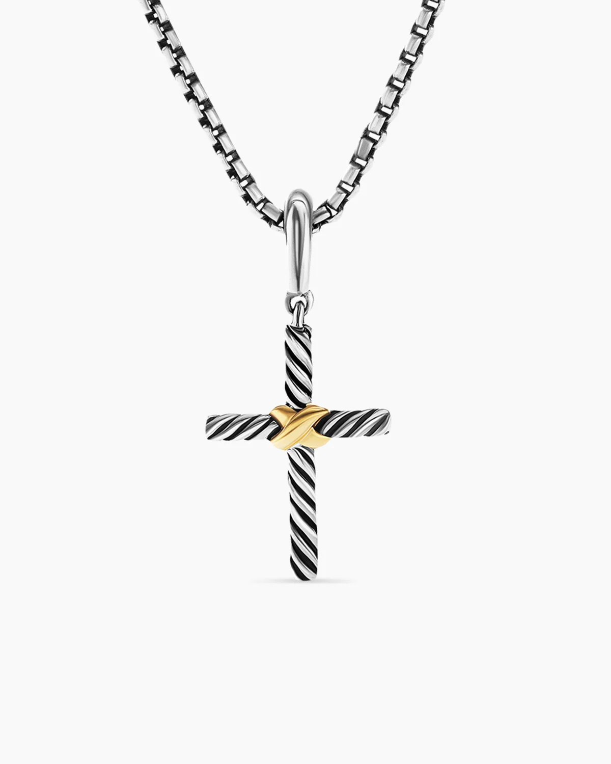 Petite X Cross Pendant Sterling Silver with 18K Yellow Gold, 19.5mm