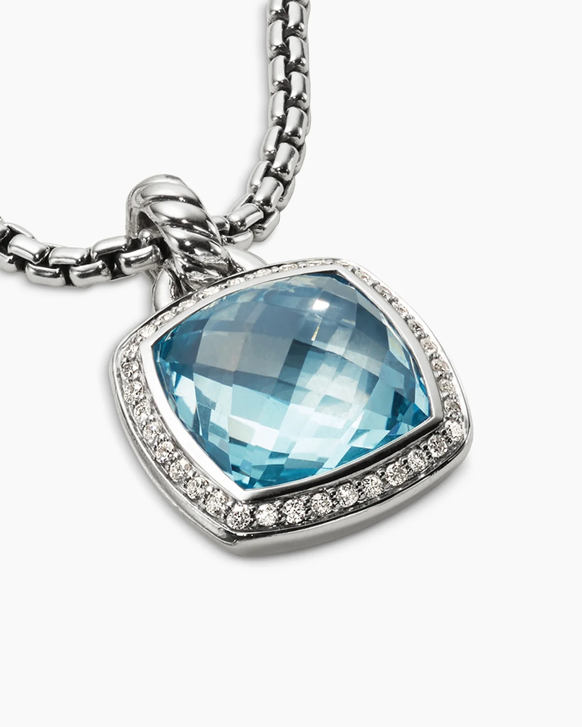 Albion庐 Pendant Sterling Silver with Blue Topaz and Diamonds, 14mm