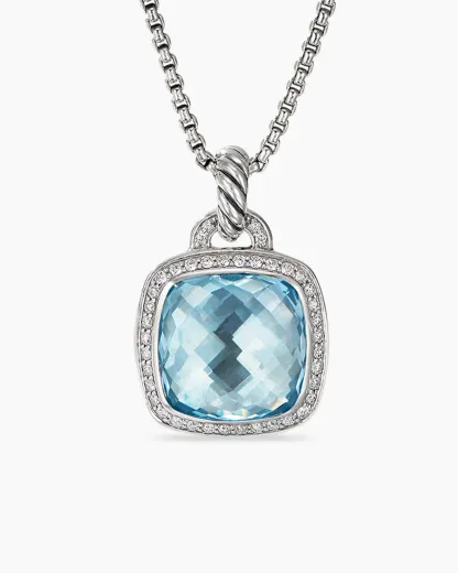 Albion庐 Pendant Sterling Silver with Blue Topaz and Diamonds, 14mm