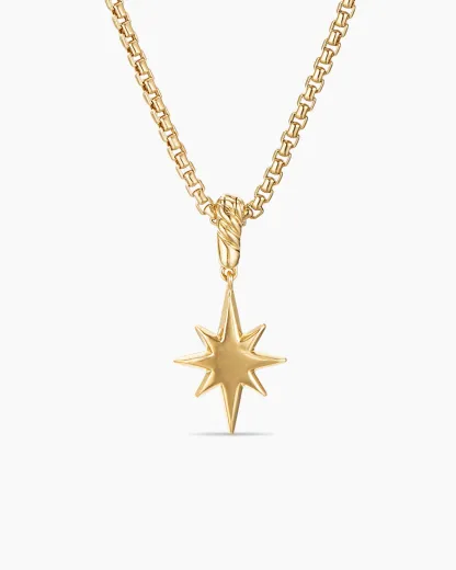 North Star Amulet 18K Yellow Gold with Diamonds, 15mm