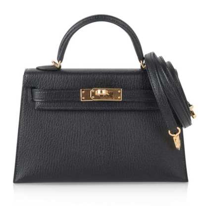 Kelly 20 Mini Kelly II Sellier Bag Black Chevre Gold Hardware Limited Edition