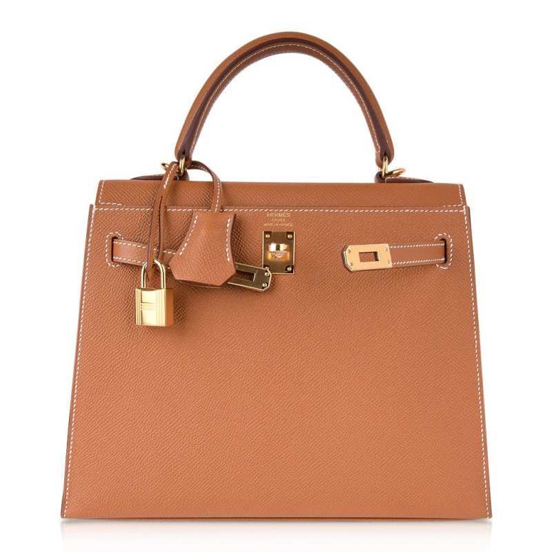 Kelly 25 Sellier Bag Gold Epsom Leather with Gold Hardware