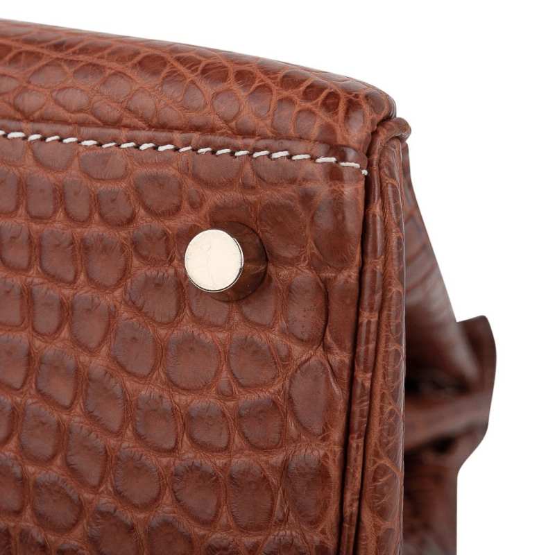 Kelly 32 Bag Matte Fauve Barenia Porosus Crocodile with Gold Hardware