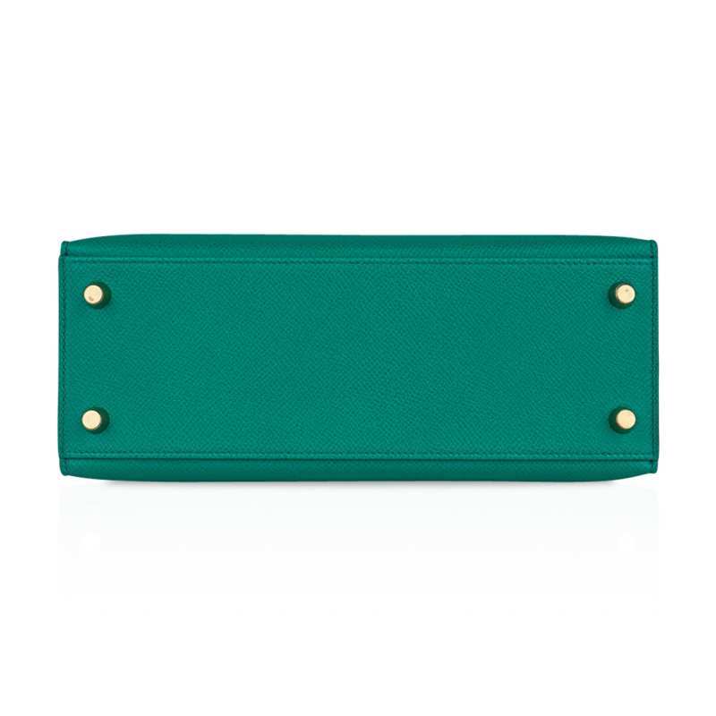Kelly 25 Sellier Bag Jade Epsom Leather with Gold Hardware