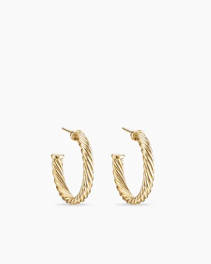 Cablespira庐 Hoop Earrings 18K Yellow Gold, 3/4in