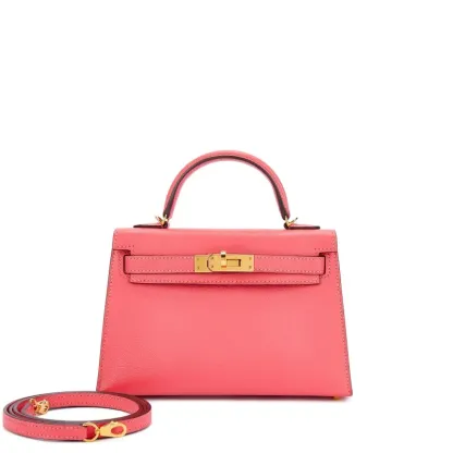 Herthtmes Rose Lipstick Chèvre Mini Kelly II 20 Gold Hardware