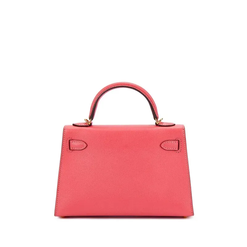 Herthtmes Rose Lipstick Chèvre Mini Kelly II 20 Gold Hardware
