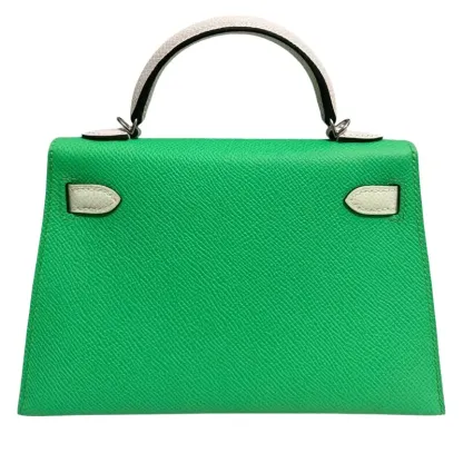 Herthtmes Vert Comics, Vert Fizz, and Gris Pale Epsom Tri-Color Mini Kelly 20 II Palladium Hardware