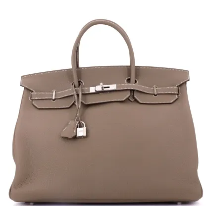 Herthtmes Birkin 40 Handbag Grey Togo GOLD Hardware