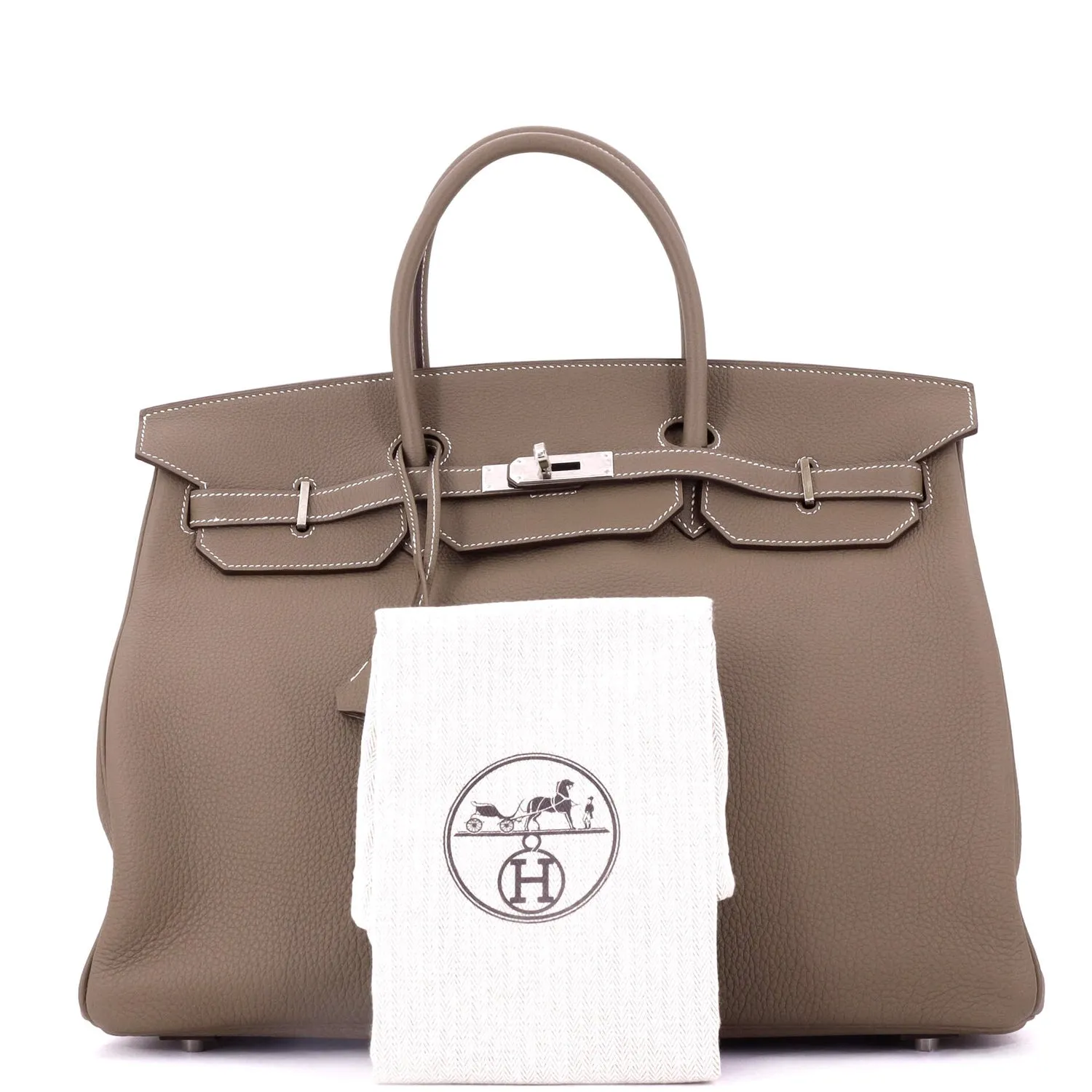 Herthtmes Birkin 40 Handbag Grey Togo GOLD Hardware
