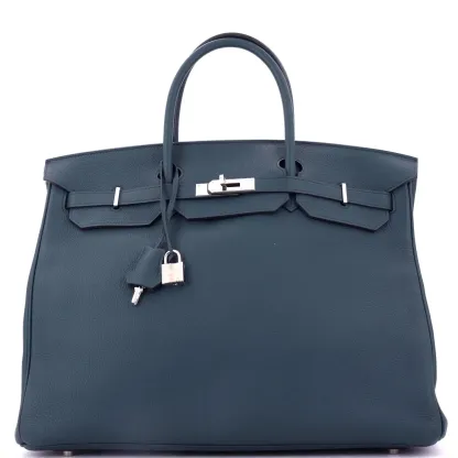 Herthtmes Birkin 40 Handbag Bleu De Prusse Togo  GOLD Hardware