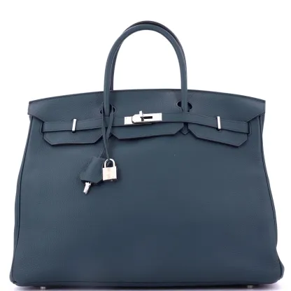 Herthtmes Birkin 40 Handbag Bleu De Prusse Togo  GOLD Hardware