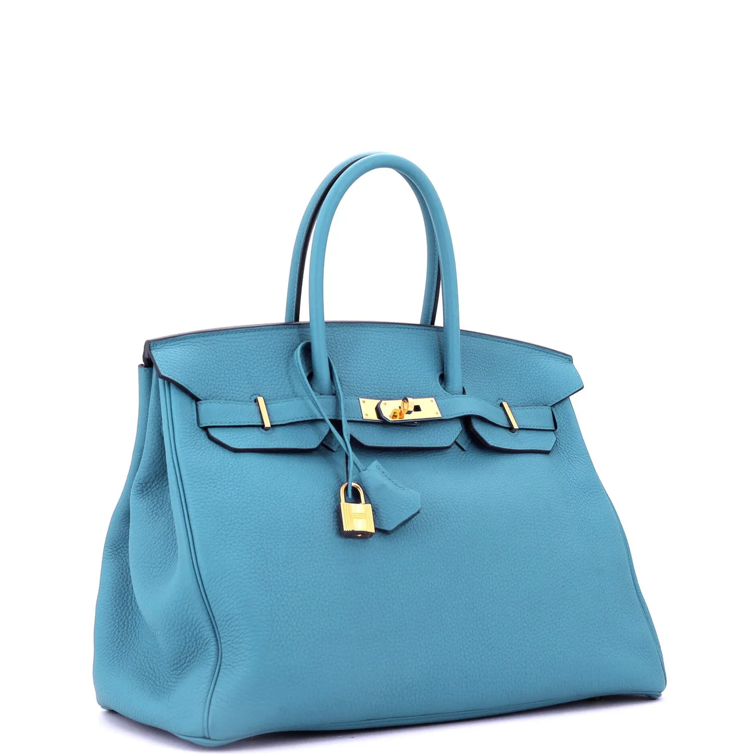 Herthtmes Birkin 40 Handbag Turquoise Togo GOLD Hardware