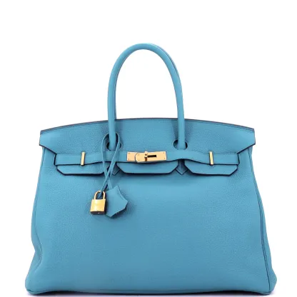 Herthtmes Birkin 40 Handbag Turquoise Togo GOLD Hardware