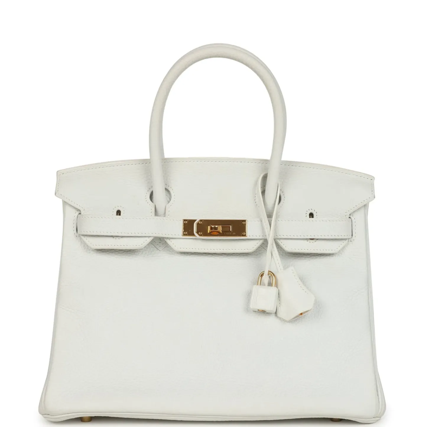 Herthtmes Birkin 40 Handbag White Clemence GOLD Hardware