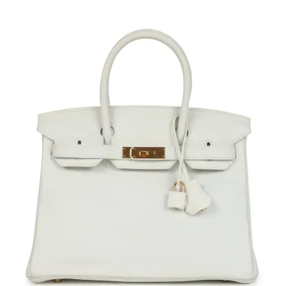 Herthtmes Birkin 40 Handbag White Clemence GOLD Hardware