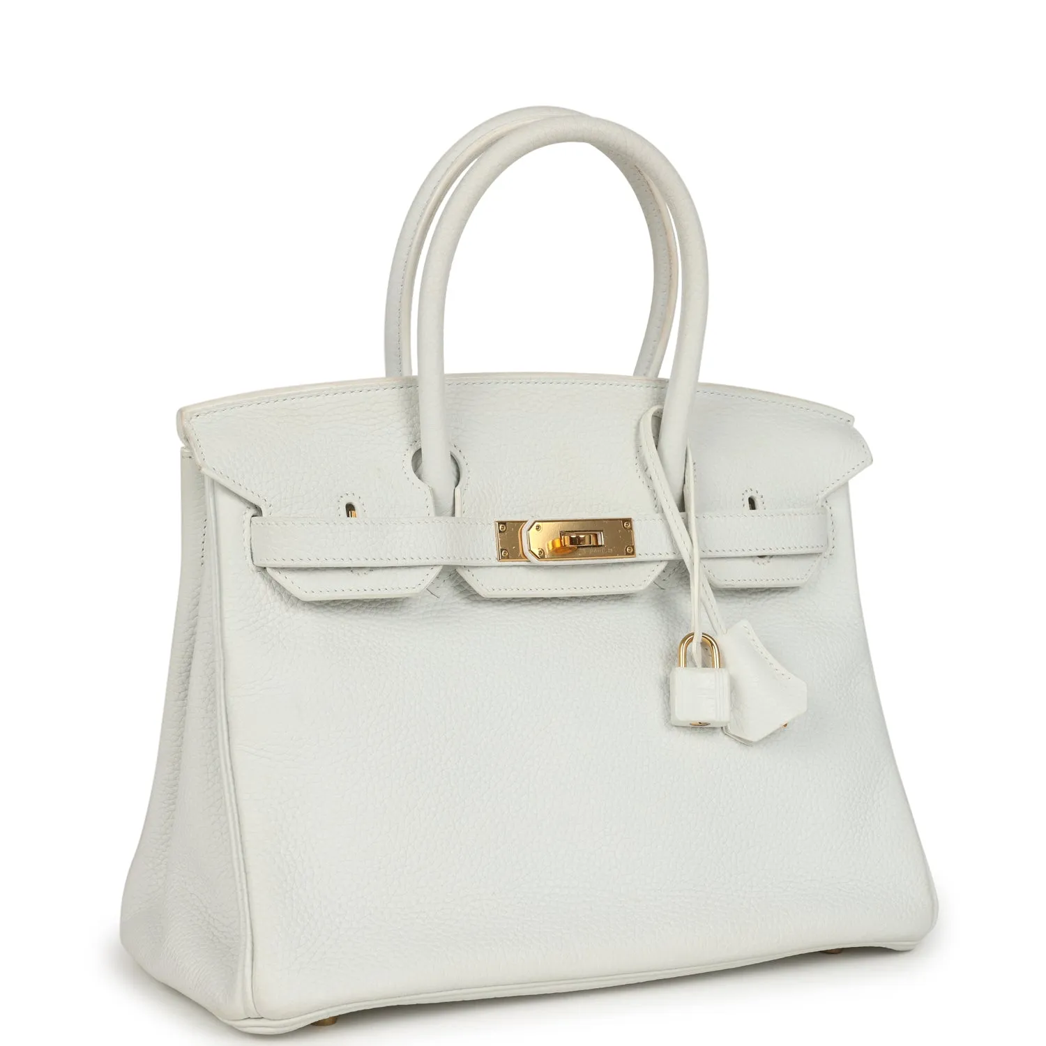 Herthtmes Birkin 40 Handbag White Clemence GOLD Hardware
