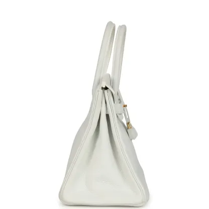 Herthtmes Birkin 40 Handbag White Clemence GOLD Hardware