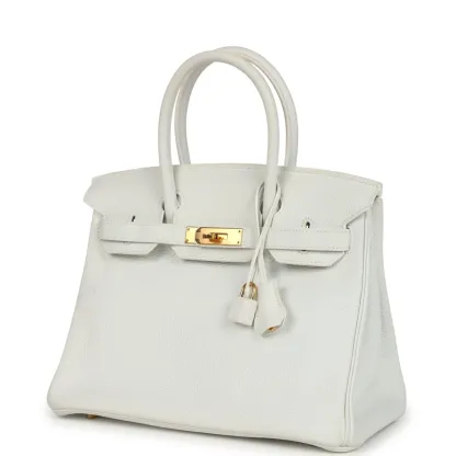 Herthtmes Birkin 40 Handbag White Clemence GOLD Hardware
