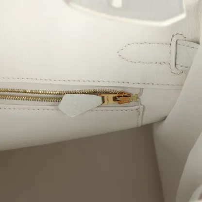 Herthtmes Birkin 40 Handbag White Clemence GOLD Hardware