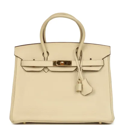 Herthtmes Birkin 40 Handbag Parchemin Clemence GOLD Hardware