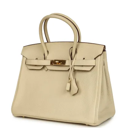 Herthtmes Birkin 40 Handbag Parchemin Clemence GOLD Hardware