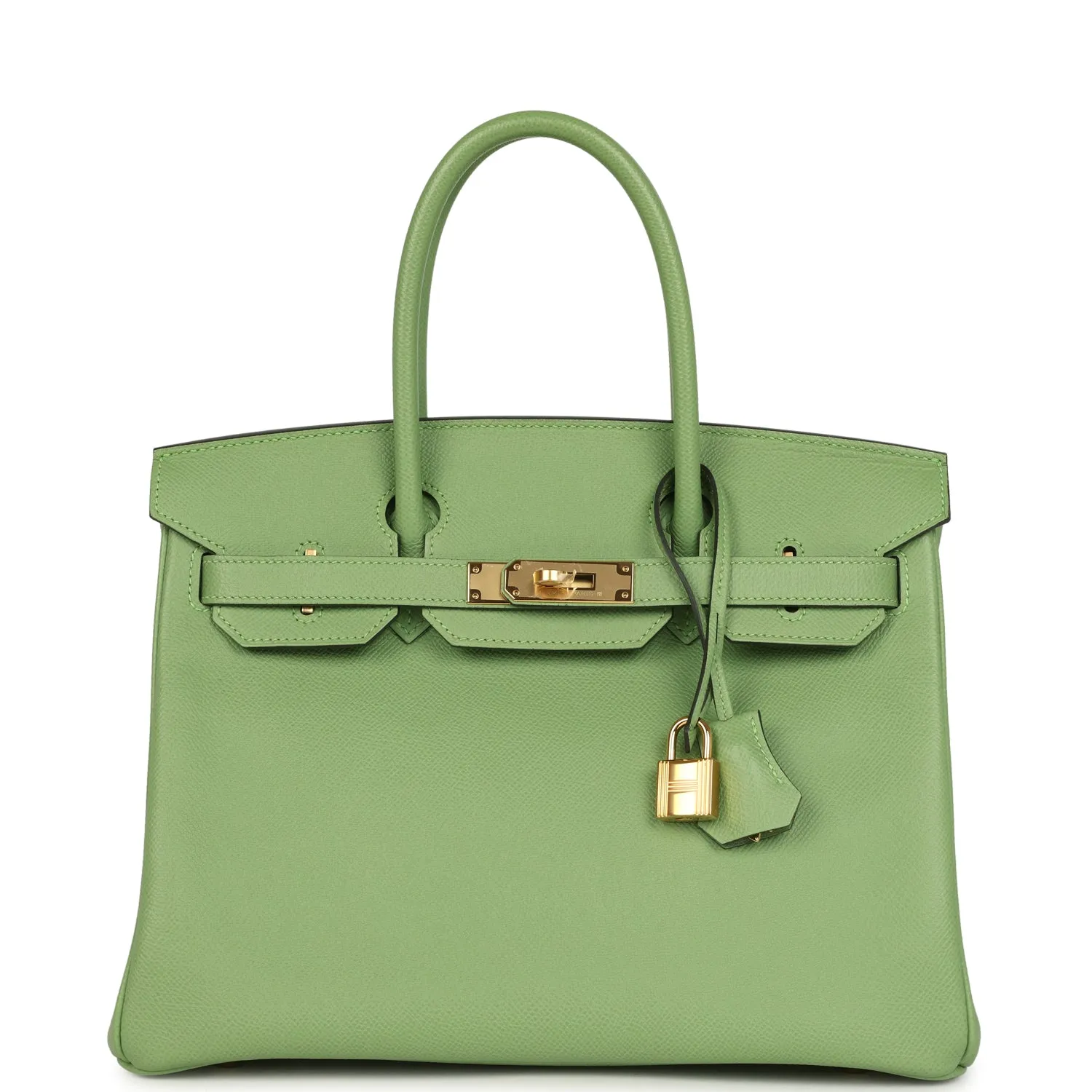 Herthtmes Birkin 40 Handbag  Vert Criquet Epsom GOLD Hardware