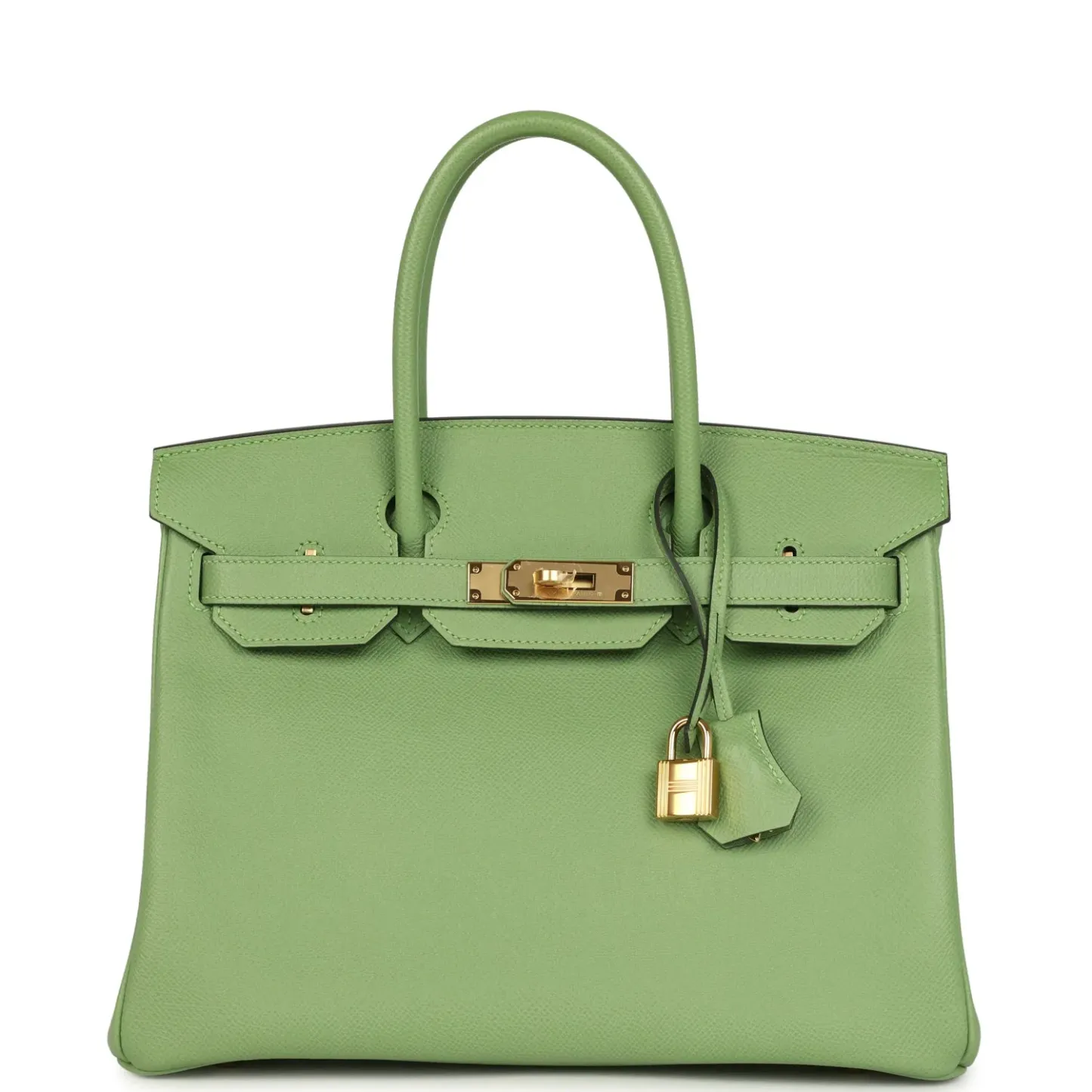 Herthtmes Birkin 40 Handbag  Vert Criquet Epsom GOLD Hardware